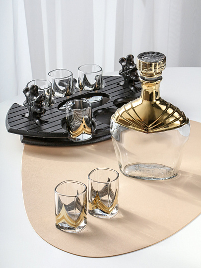 Набор для спиртного 8 предметов, стекло, графин 500 мл, 6 стопок 50 мл, с баром, Glasstar, Фрегат, B_FR_N_021_600