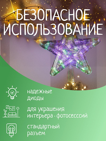 Гирлянда Звезда, полимер, на верхушку ели 22см, LED, SYDA-0420127