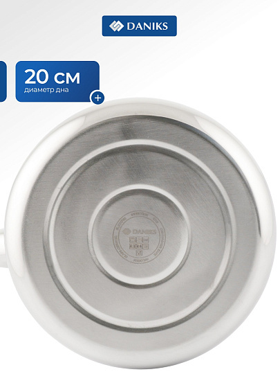 Чайник нержавеющая сталь, 5 л, со свистком, зеркальный, ручка металл, пластик, Daniks, GS-28224