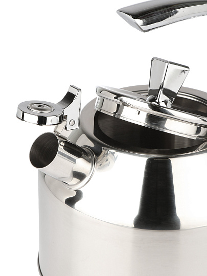 Чайник нержавеющая сталь, 3 л, со свистком, матовый, ручка сталь, RasheL, индукция, серебро, R-7830