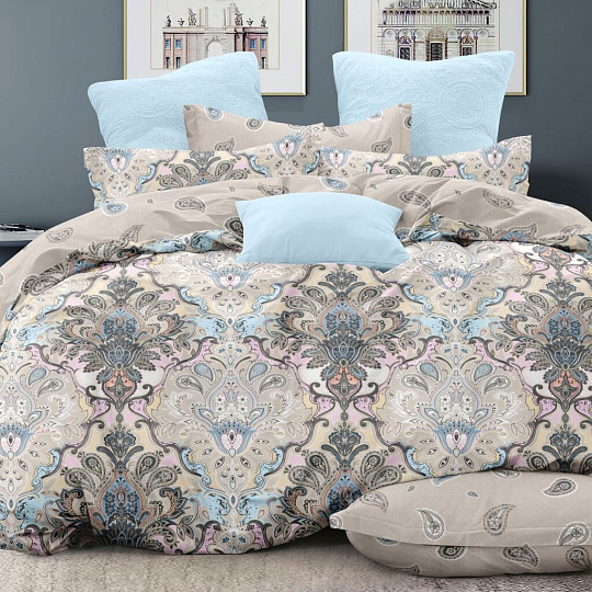 Постельное белье 2-спальное, простыня 180х215 см, 2 наволочки 70х70 см, пододеяльник 175х215 см, Love&amp;Live, поплин, 28409