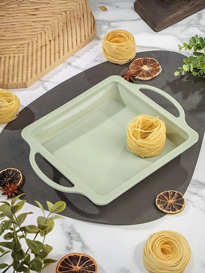 Форма для запекания силикон, 23.5 см, квадратная, с металлическим каркасом, фисташковая, Daniks, Dust, B030099