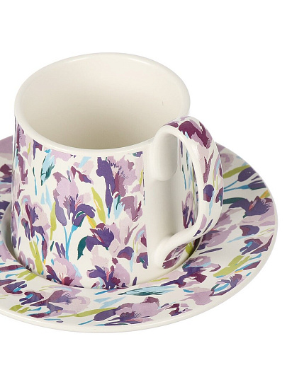 Чайная пара керамика, 2 предмета, на 1 персону, 220 мл, Французский шик, Ирисы, блюдце 15.5х1.7 см, B060327