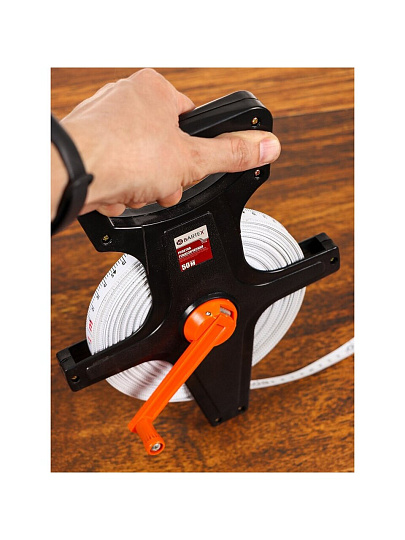 Рулетка геодезическая, 50 м, лента ПВХ, 12.5 мм, лента белая матовая, открытый корпус, Bartex, KM-L12