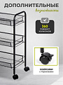 Этажерка универсальная, сталь, 3 секции, 45х26х65 см, на колесах, с мелкосетчатыми корзинами, черная, A190006 - фото 4