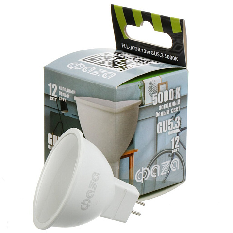Лампа светодиодная GU5.3, 12 Вт, 230 В, 5000 К, свет холодный белый, ФАZА, FLL- JCDR