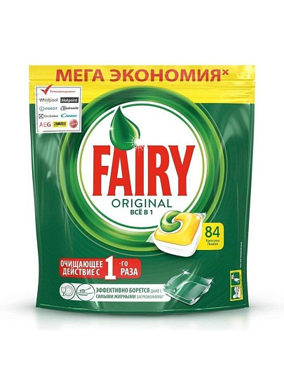 Капсулы для посудомоечной машины Fairy, Platinum Plus All in 1 Лимон, 84 шт