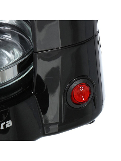 Кофеварка электрическая, капельная, пластик, 0.6 л, Sakura, SA-6107BK, 650 Вт, 5 порций, пластиковая ручка, 550-650 Вт, черная, SA-6107BK