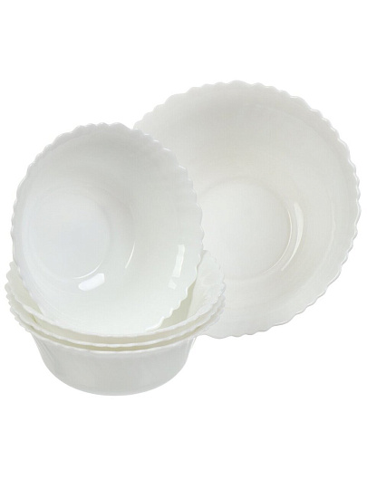 Салатник стеклокерамика, круглый, 5 шт, 6 см, 4х18, 23 см, 0.7, 2 л, Белый, Daniks, LHW-70*4, LHW-90*1, белый