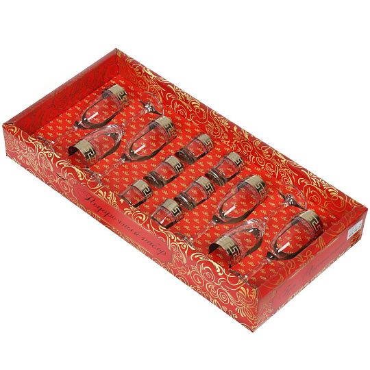 Набор для спиртного 12 предметов, стекло, бокал для шампанского 170 мл 6 шт, стопка 50 мл 6 шт, Гиггласс, Нэро, GN1687+1022