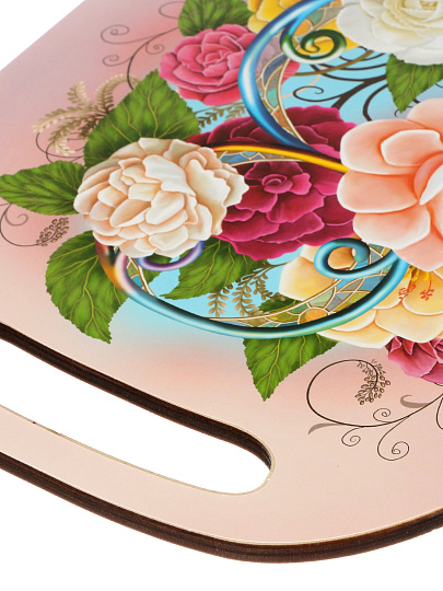 Доска разделочная дерево, 29х21х0.6 см, с ручкой, прямоугольная, 8 марта, К-270