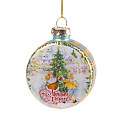 Елочное украшение Барабан с сосной, 6.5х6.5х3 см, стекло, 87364