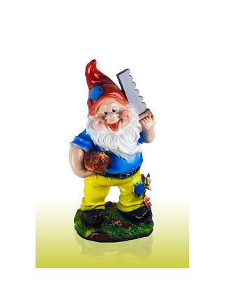 Фигурка садовая Гном с пилой, гипс, 227