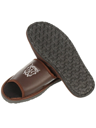 Тапки для мужчин, эко-кожа, коричневые, р. 43, открытые, King