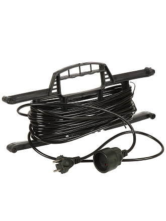 Удлинитель на рамке, 1 гнездо, 10 м, ПВС, 2х0.75 мм², без заземления, пластик, черный, Jett, 157-110