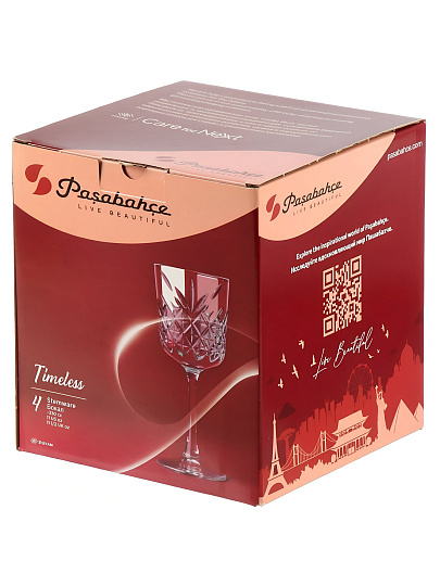Бокал для вина, 330 мл, стекло, 4 шт, Pasabahce, Timeless, 440276B