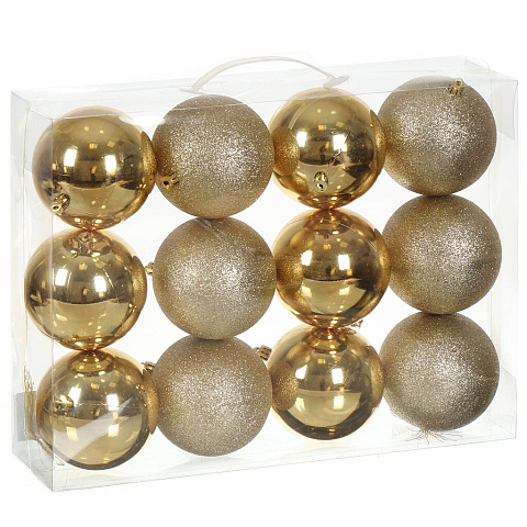Елочный шар 12 шт, золото, 10 см, SYQA-012145