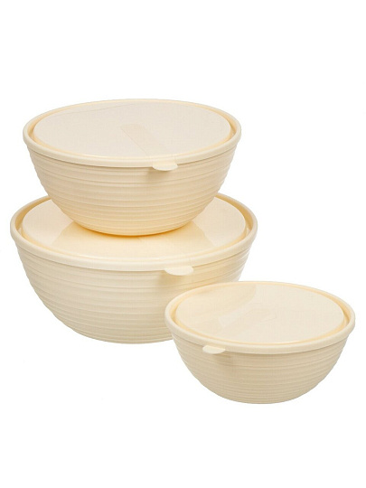 Салатник пластик, круглый, 3 шт, 11 см, 4.1, 2.3, 1.2 л, с крышкой, Cardamom, Sugar&amp;Spice, SE400912, в ассортименте