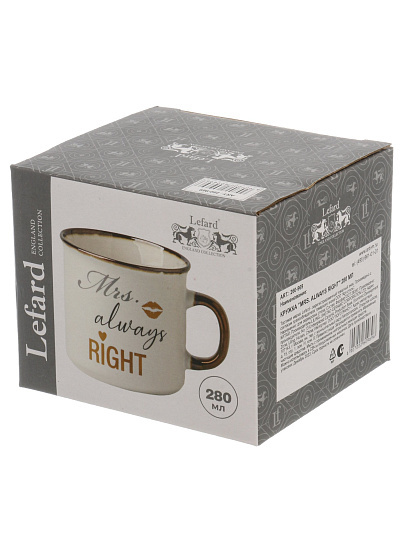 Кружка фарфор, 280 мл, Mrs. Always Right, Lefard, 260-969