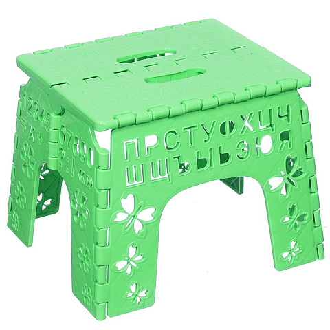 Табурет детский пластик, складной, Альтернатива, Алфавит, 26х23х20 см, зеленый, М4961
