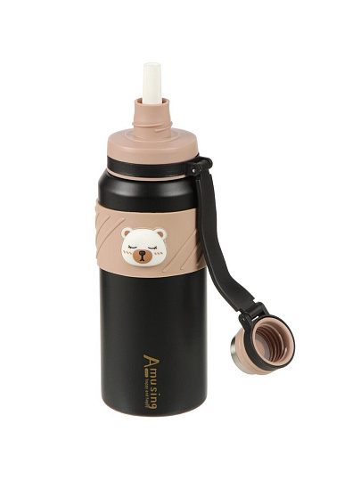 Термобутылка нержавеющая сталь, 0.6 л, черная, Y4-9307