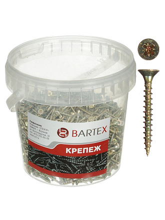 Саморез универсальный, диаметр 3х30 мм, 1000 шт, оцинкованный, в ассортименте, банка, Bartex