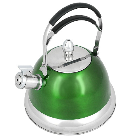 Чайник из нержавеющей стали Daniks MSY-022 зеленый со свистком, 3.5 л