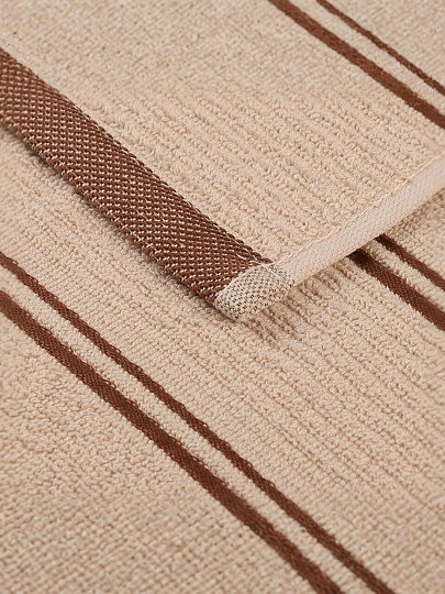 Набор полотенец кухонных 2 шт, 40х50 см, махровый, 100% хлопок, 420 г/м2, Silvano, Aura, бежево-коричневый, полосы, Узбекистан