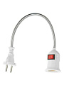 Переходник E27, гибкий, с выключателем, вилка-патрон, 300мм, белый, Ecola, Base, APF7SWEAY - фото 2