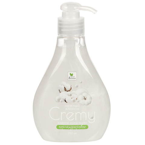 Крем-мыло жидкое с перламутром Clean&amp;Green, Cremy, Нежный хлопок, 250 мл