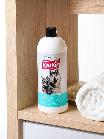 Шампунь KiesKis, для кошек и собак, 1 л, с пантенолом,с экстрактом алоэ вера, зеленый чай