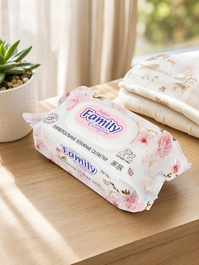 Салфетки влажные Salfeti, Comfort, 120 шт, для всей семьи, с пластиковым клапаном, 72758