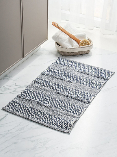 Коврик интерьерный 0.5х0.8 м, Sindbad, прямоугольный, голубой, хлопок, толщина 7 мм, ручное плетение, SINDBAD KH 58-7