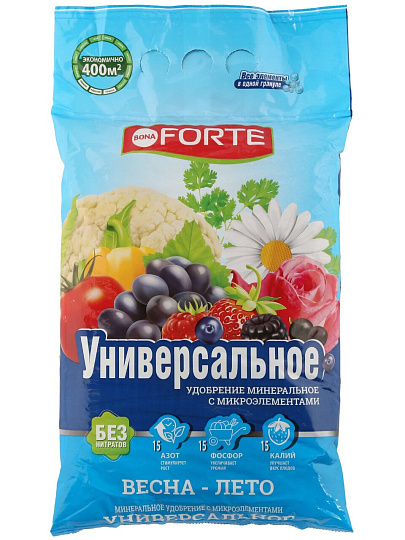 Удобрение Универсальное, Весна-лето, микроэлементы, гранулы, 2.5 кг, Bona Forte