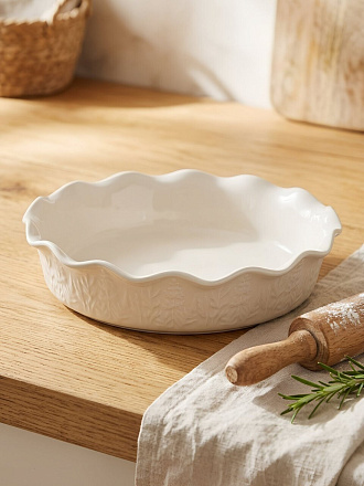 Форма для запекания керамика, 26.5х6.5 см, 1.7 л, круглая, Agness, Beige, 780-126