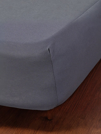 Простыня 2-спальная, 160х200х20 см, 100% хлопок, трикотаж, 120 г/м2, на резинке, Silvano, Графит, ПТр160*200