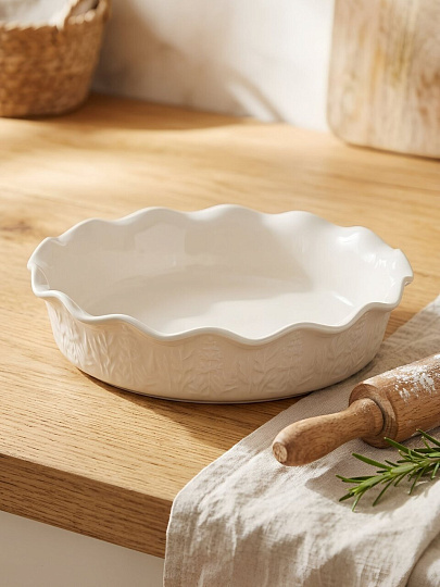 Форма для запекания керамика, 26.5х6.5 см, 1.7 л, круглая, Agness, Beige, 780-126