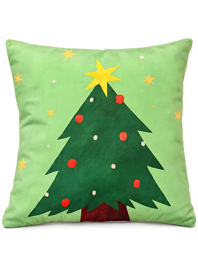 Чехол на подушку Елка со звездой, 100% полиэстер, 45 х 45 см, зеленый, A130329