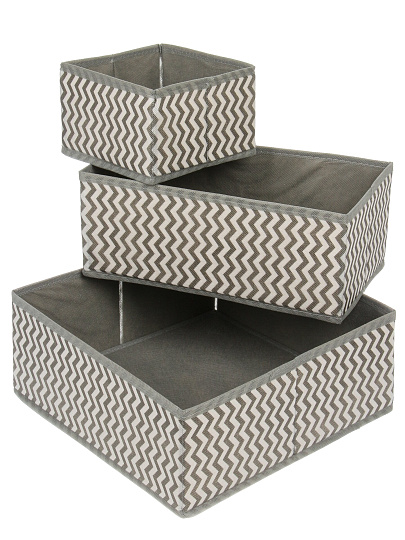 Кофр для хранения, складной, 3 шт, серая волна, 29х29х11-2, 28х13х5х9.8-2, 15х15х10-2, A190052