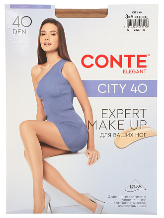 Колготки Conte, City, 40 DEN, р. 3, natural/телесные, уплотненный мысок, 8С-38СПС