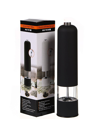 Электрическая мельница пластик, 22.5 см, для специй, черная, Y4-6197