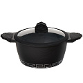 Кастрюля алюминий, антипригарное покрытие, 4.5 л, с крышкой, крышка стекло, Daniks, Meander, KI-T2824, индукция