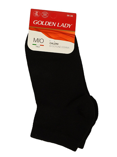 Носки для женщин, укороченные, хлопок, Golden Lady, Mio, черные, р. 35-38