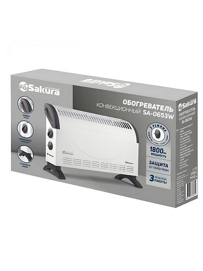 Конвектор Sakura, напольный, 1.8 кВт, 18 м2, белый, SA-0653W