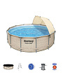 Бассейн каркасный Bestway, 396х107 см, Power Steel, 5614V, фильтр-насос, лестница, тент, 11133 л, поплавок-дозатор - фото 5