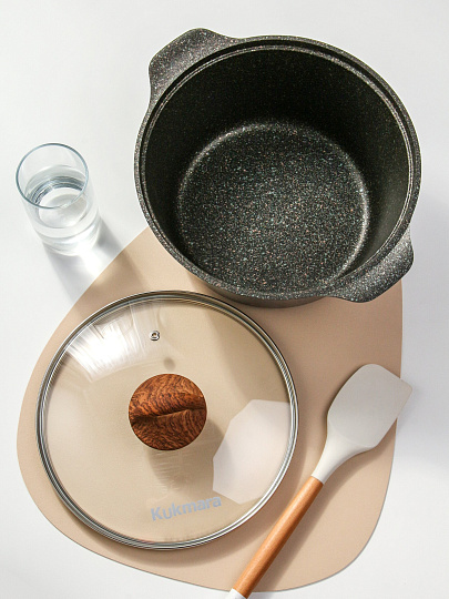 Кастрюля алюминий, антипригарное покрытие, 3 л, крышка стекло, Kukmara, Granit Ultra Induction original, кгои33а, индукция