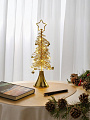 Фигурка декоративная металл, Елка, 12х12х35 см, теплый белый свет, на батарейках 3ААА, золотая, Y4-9366