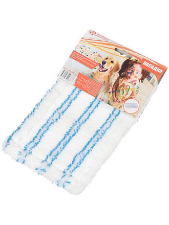 Сменный блок для швабры микрофибра, 43х13 см, плоский, прямоугольный, к швабре HD1011B, бело-голубой, Марья Искусница, Reffill, HD1504