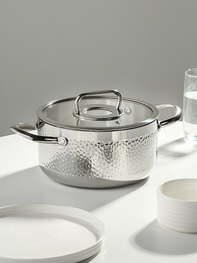 Кастрюля нерж, 4.75 л, с крыш, крыш стекло, Daniks, Навия, индукц, SD-0136-22