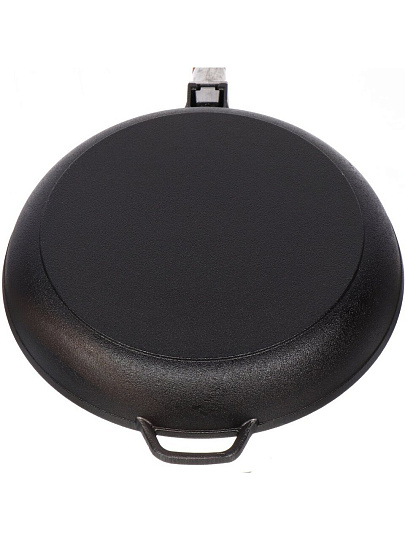 Сковорода чугун, 22 см, Гардарика, съемная ручка, с деревянной ручкой, индукция, 0122